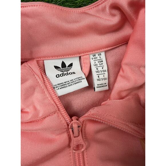 Adidas Originals Kids 3-Stripes Track Jacket Pink White Trefoil Logo Size 9-10Y - Picture 3 of 8